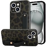 LAPOPNUT for iPhone 14 Case with Wrist Strap, Cheetah Leopard Tortoise Shell Print Shockproof Soft TPU Protective Case Women Girls, Slim Anti Scratch Cover for iPhone 14 6.1 Inch,Green