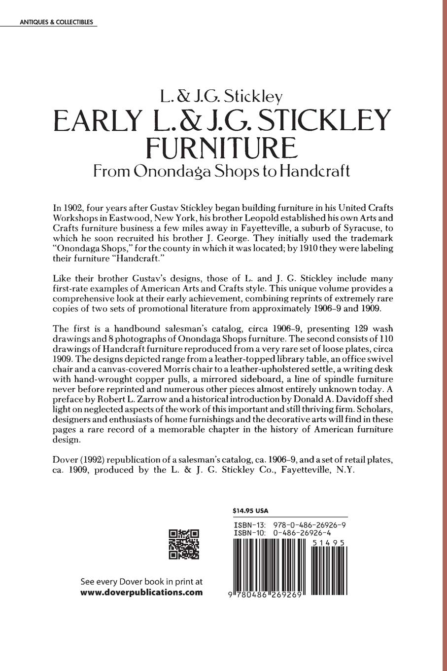 Early L J G Stickley Furniture From Onondaga Shops To Handcraft Stickley L J G 9780486269269 Amazon Com Books