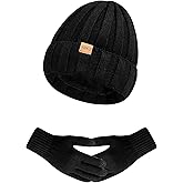 Womens Winter Beanie Warm Hat Touchscreen Gloves Set with Fleece Lined Skull Caps Gifts for Women Men