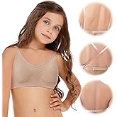 iMuchic Girls Dance Bra With Clear Back, Seamless Invisible Ballet Bra, Adjustable Clear Straps