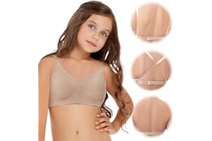iMuchic Girls Dance Bra With Clear Back, Seamless Invisible Ballet Bra, Adjustable Clear Straps