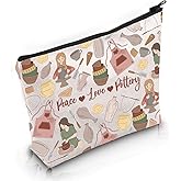 VAMSII Pottery Lover Gift Peace Love Pottery Makeup Bag Pottery Maker Cosmetic Bag Ceramics Lover Gift (Peace Love Pottery M)
