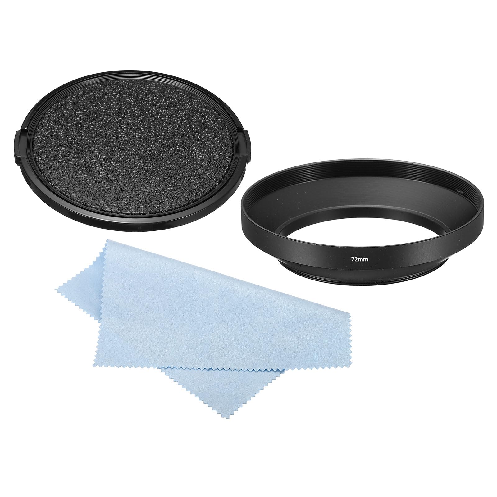 PATIKIL 72mm Lens Hood, Wide Angle Matte Surface Anti-reflective Inside Hood with Cap and Cleaning Cloth for Camera Lens, Black for Nikon, for Fujifilm, for Pentax, for Leica