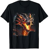 Fire Dragon Head Mythical Dragon Love Breathing Fire Fantasy T-Shirt