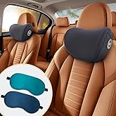 2 Pack Car Headrest Pillow, Extra Soft Car Pillow, 100% Memory Foam Car Neck Pillow for Driving - Universal Fit Travel Car Rest Pillow for Pain Relief While Driving(Comes with 2 Eye Masks)
