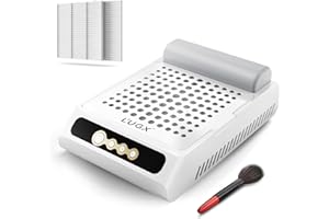 L'UGX Rechargeable Nail Dust Collector, Professional Brushless Turbo Dust Collector Nail Tech, Powerful Dust Suction Machine Manicure Pedicure Tool for Acrylic Nail Polishing, Low Noise, 2Pcs Filters
