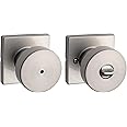 Kwikset Pismo Interior Privacy Door Knob with Lock, Door Handle For Bathroom and Bedroom, Satin Nickel Keyless Turn Lock Doorknob, with Microban Protection