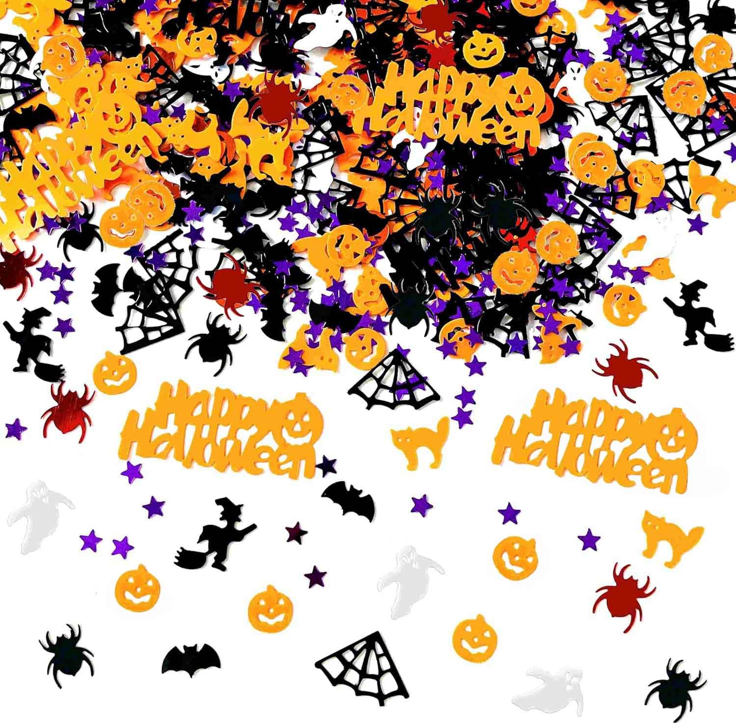 Photo 1 of Halloween Confetti Spider Pumpkin Ghost Bats Witch Shape Table Scatters Confetti for Halloween Decorations Ghost Pumpkin Party Sets