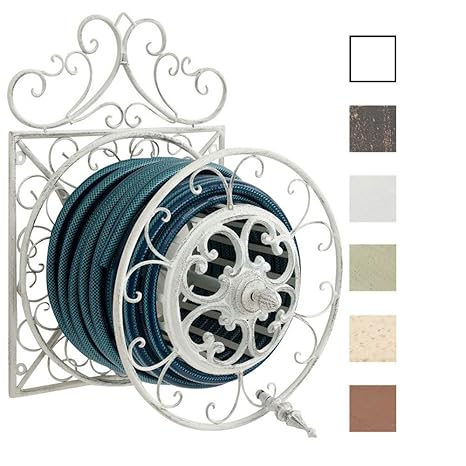 CLP Wandschlauchhalter Arnold aus Eisen I Schlauchtrommel zur Wandmontage mit Aufrollkurbel I Gartenschlauchhalter mit Verzie