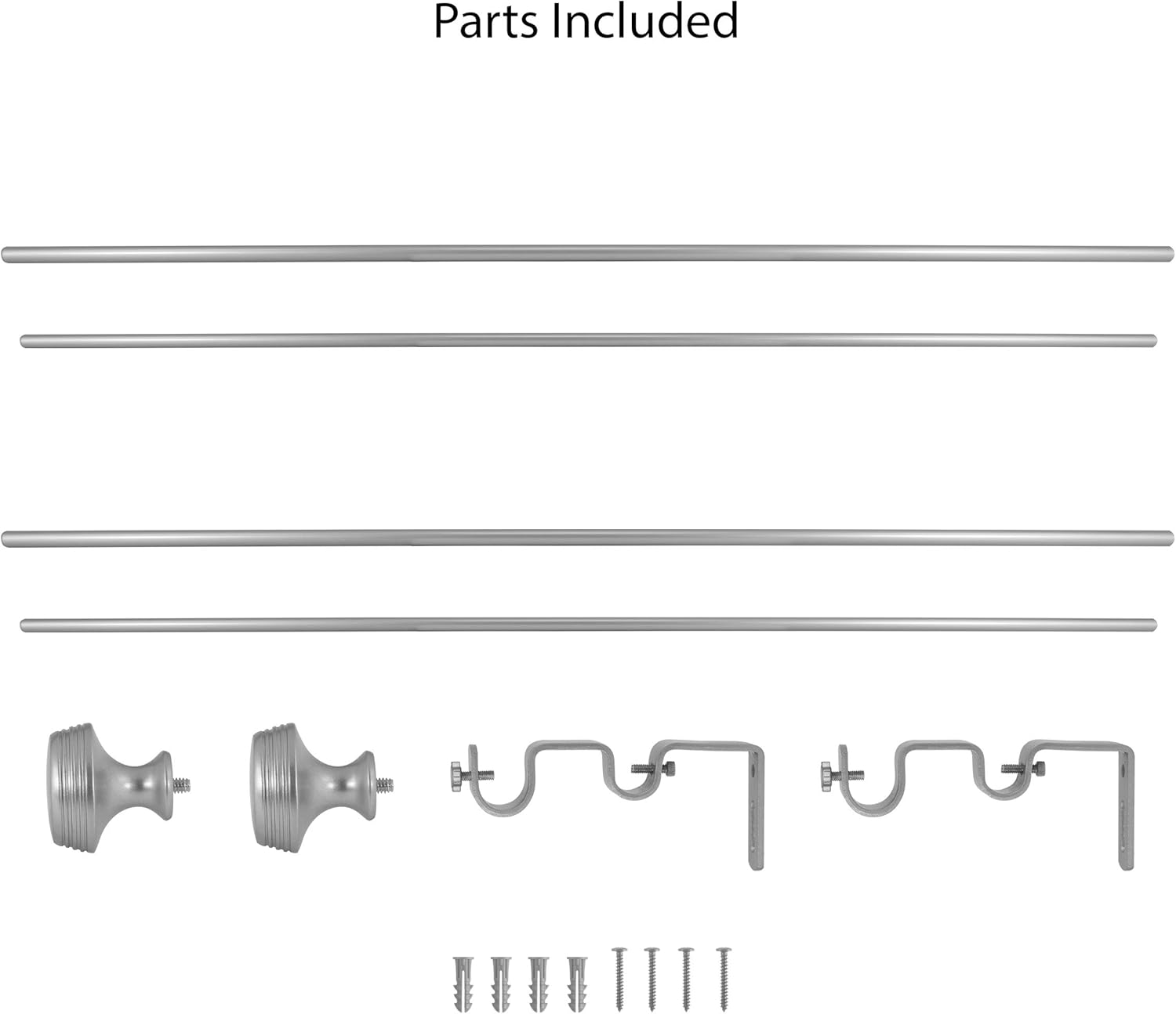 Decopolitan Knob 5/8" Double Curtain Rod Set, 26 to 48 Inches, Antique Silver: Home & Kitchen