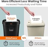 VidaTeco Micro-Cut Shredder 10-Sheet P-4 5x16mm 15L Basket Jam-Proof view 5