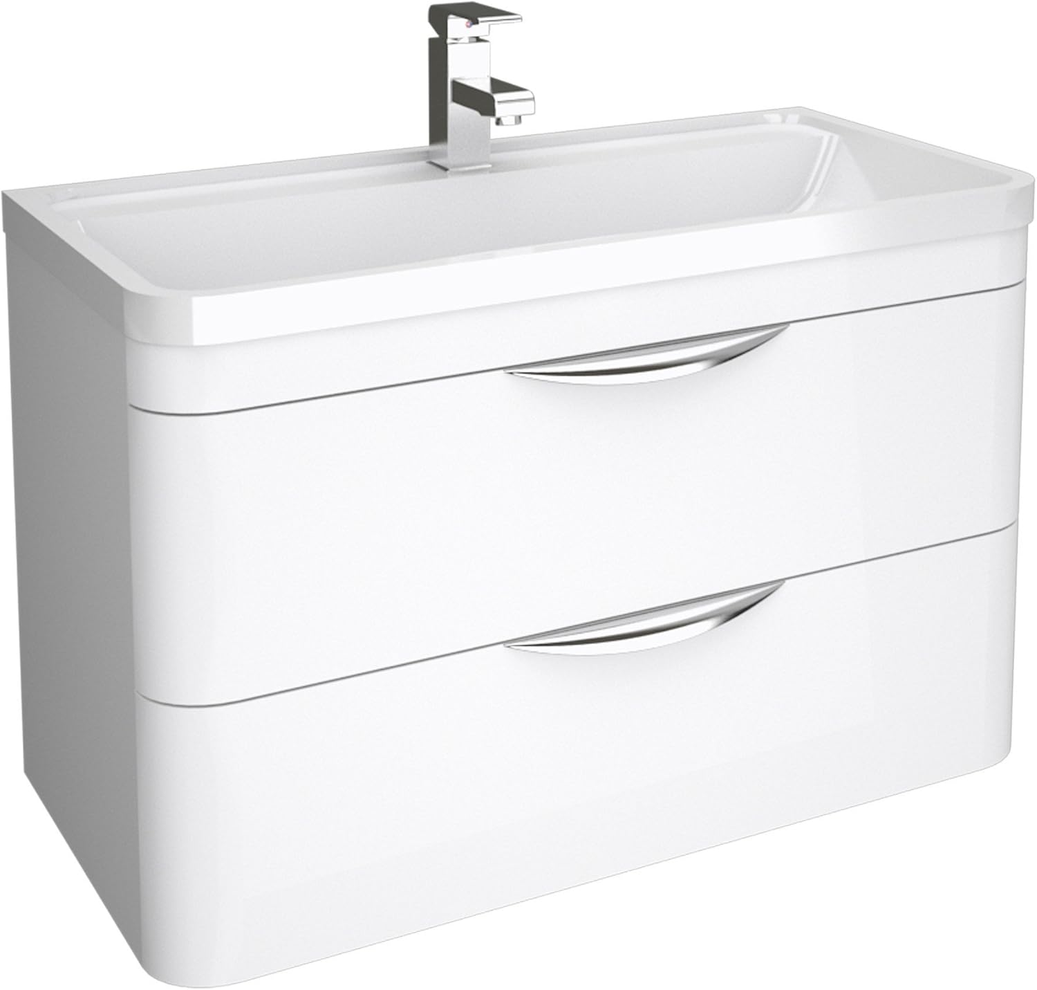 Parade 800mm Wall Hung Vanity Unit With Sink Basin Modern Bathroom Cabinet Storage Furniture Gloss White Finish Amazon Co Uk Kitchen Home