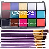 UCANBE Face Body Paint Set, 15 Colors Painting Palette Makeup Kit with 10 Pcs Professional Artist Brushes for Halloween Cosplay Party
