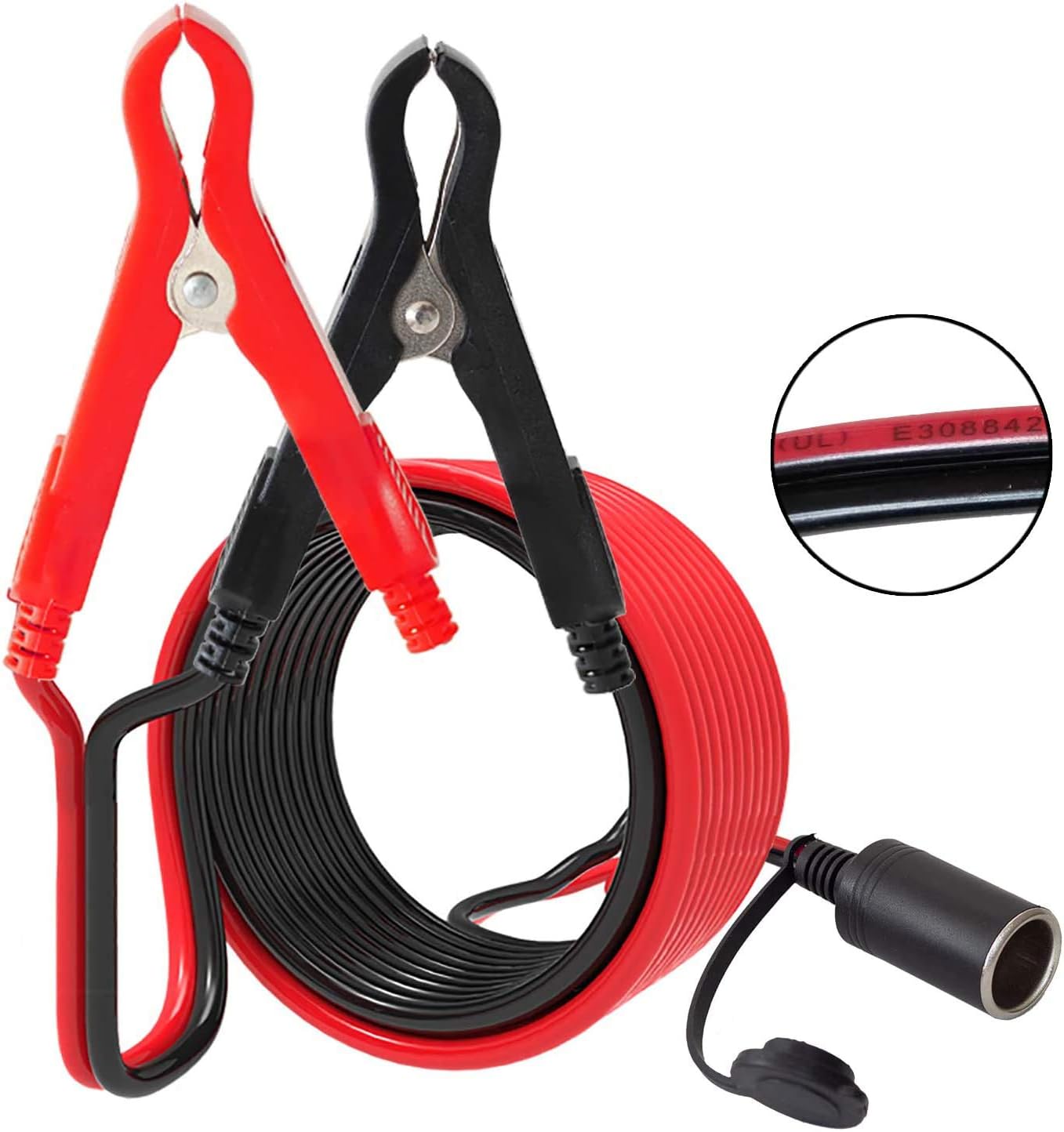 WOWLED 12V Car Battery Jump Leads, 3m Adapter Plug Socket Cable with