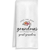 ROXMART Great Grandma Gifts Kitchen Towels, Gifts for Great Grandmother Dish Tea Towels, Pregnancy Baby Announcement for Grandma Decorative Hand Towel for Bathroom Kitchen, 16x24 Inch