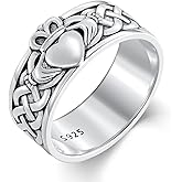Seiyang Claddagh Ring 925 Sterling Silver Celtic Ring Jewelry Irish Band Gift for Men Women (with Gift Box)