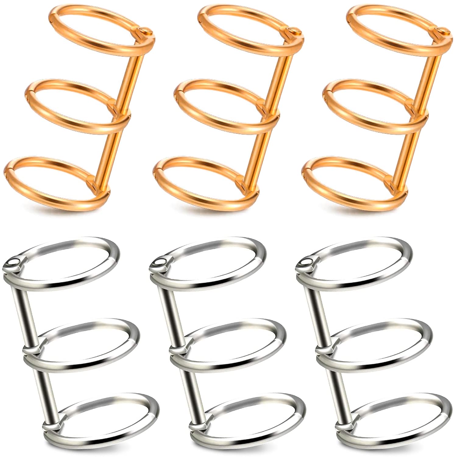GIAK Binder Rings Book Ring 3 Ring Book Ring 20 mm Loose Leaf Connector Rings for Photo Album Scrapbook Album Craft Pack of 6