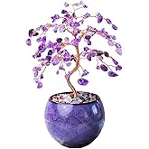 Runyangshi Amethyst Crystal Tree of Life - 8" Large Natural Chakra Healing Crystal Tree, Bringing Money, Good Luck, Positive Energy for Home Decor, Feng Shui Gifts, Office Desk Ornament