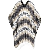 Artisans Bazaar Traditional Mexican Baja Poncho Men and Women Authentic Gaban Serape Sarape Blanket Pancho Jorongo Cowboy