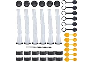 FOANRIY Gas Can Spout Replacement, Gas Can Nozzle. Hose Length is 8.1 in, Easier to use. For most 1/2/5/10 gal oil cans. With Gas Can Vent Caps, Thick rubber pad, Spout Cover, Base Caps (12 Kit-White)