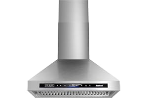BRANO Wall Mount Range Hood 30 inch，900 CFM Kitchen Hood with Voice/Gesture/Touch Control，Vent Hood in Stainless Steel With Ducted/Ductless Convertible, 4 Speed Exhaust Fan