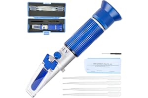 NEEBETEK 5-in-1 DEF Antifreeze Refractometer Coolant Tester with ATC Hydrometer Kit for Automotive Antifreeze Diesel Exhaust Fluid Ethylene Glycol or Propylene Glycol Based Windshield Washer Fluid Battery Acid
