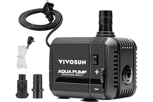 VIVOSUN 130GPH Submersible Pump(500L/H, 6W), Ultra Quiet Water Pump with 2.6ft High Lift, Fountain Pump with 5ft Power Cord, 