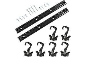 12 inch Aluminum L-Track Rail with 4 End Caps & 6 Single Stud Fitting 360 Degree Adjustable for Truck Bed Trailer Cargo Picku