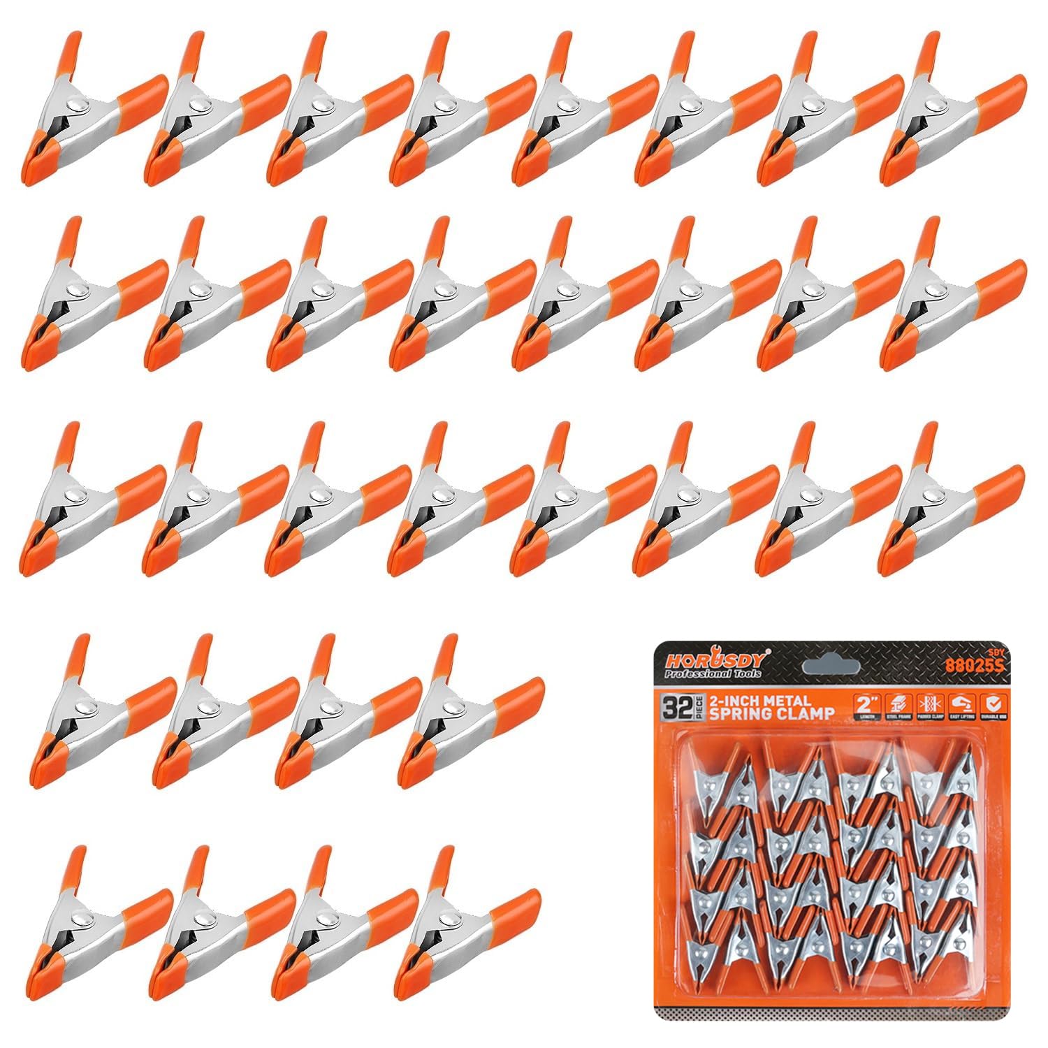 Photo 1 of HORUSDY 32-Piece 2" inch Small Spring Clamp, Spring Metal Spring Clamps, 3/4"-inch Jaw opening