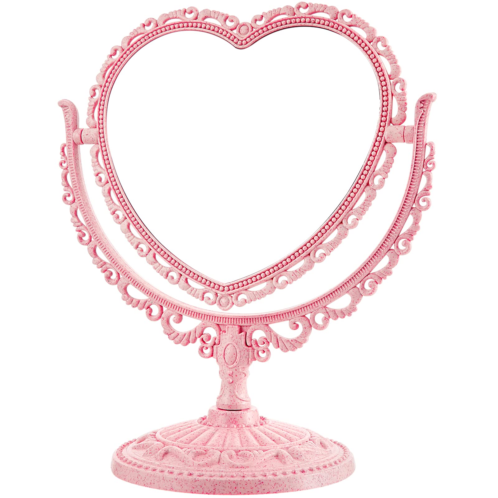 Photo 1 of Jetec Heart Shaped Mirror Double Sided Dresser Coquette Room Decor Vintage Makeup Cosmetic Mirror for Dressing Bathroom Bedroom(Pink)