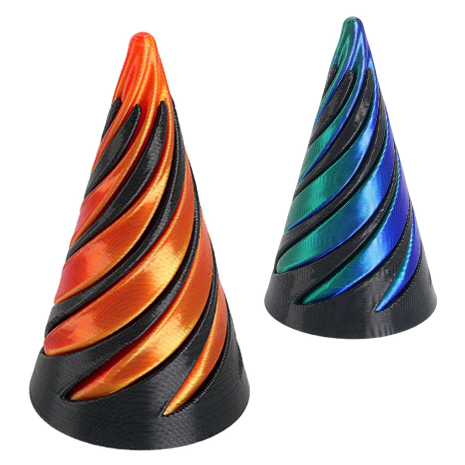 LEBKFT 2 Pcs 3D Printed Spiral Cone Fidget Toys, Impossible 3D Spiral Pyramid Fidgets for Stress Relief and Focus Sensory Toys for Adults Home Office Desk Decoration Gifts (Combination A)