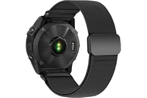22mm Nylon Watch Band Compatible with Garmin Fenix 5/6/7/8 47mm/5 Plus/6 Pro/7 Pro/E 47mm, Elastic Magnetic Band for Garmin I
