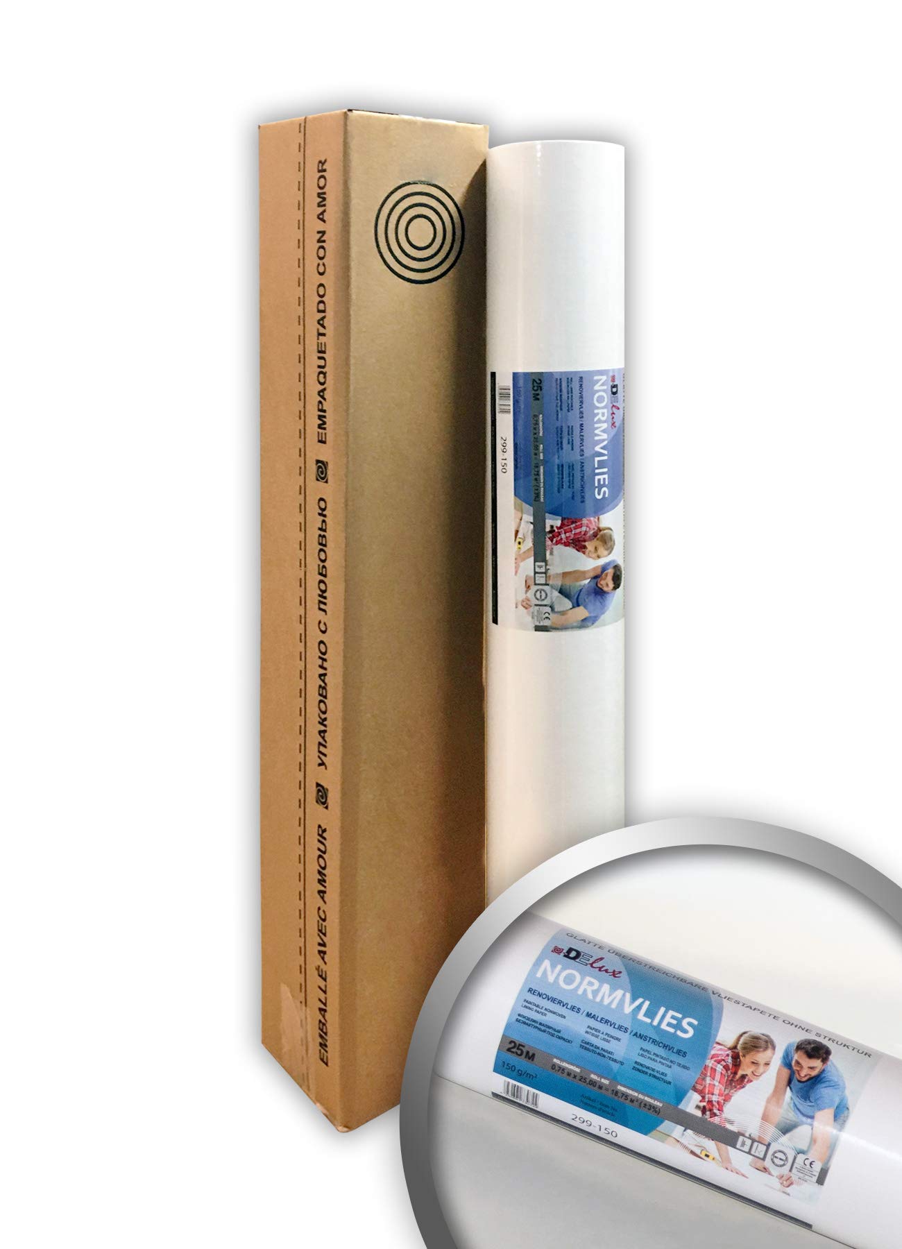 Wall Liner Non-Woven paintable Lining Paper 150 g Profhome NormVlies 299-150 Smooth Non Woven Lining Paper | 1 roll 201 sq ft (18.75 sqm)