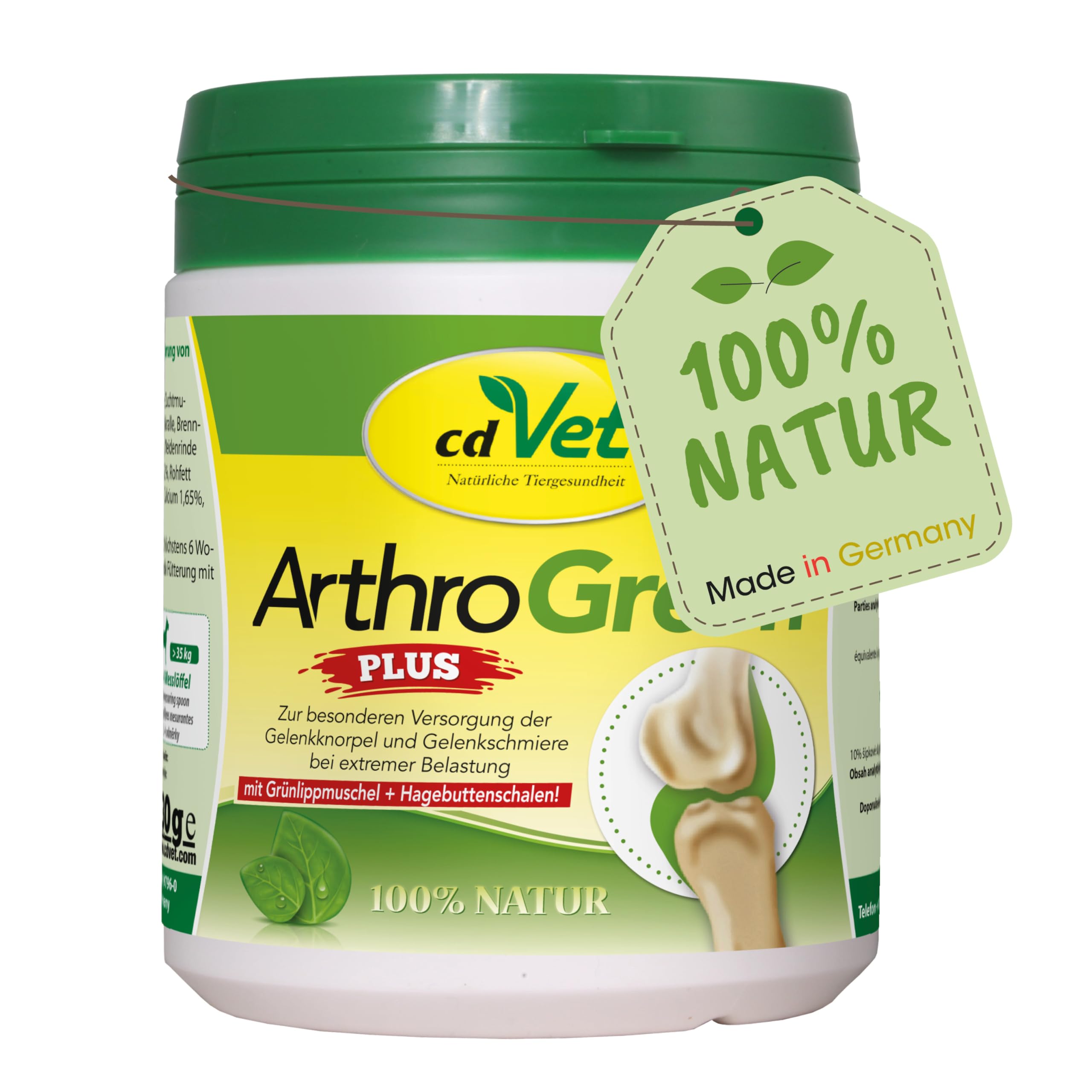 cdVet Natural Products ArthroGreen plus 330 g - optimally supports the musculoskeletal system and joints in acute phases - nutrition-related support - for the strength of bones and cartilage -