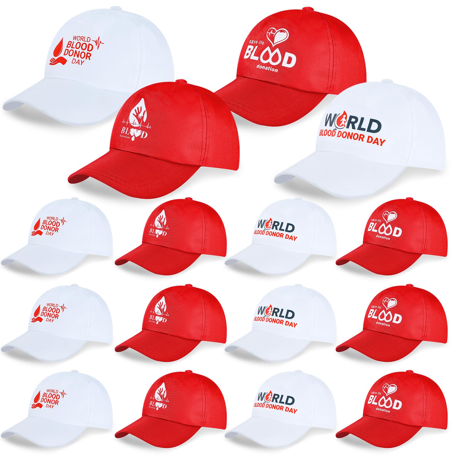 Photo 1 of 12 Pack World Blood Donor Day Baseball Cap Red Blood Trucker Hats for Women Men Party Charity Favors