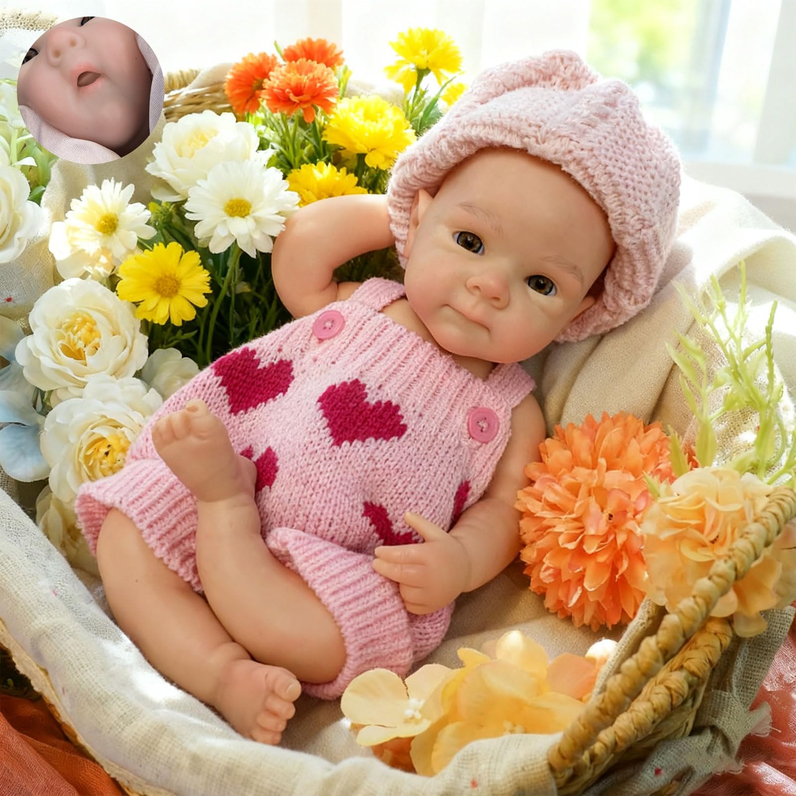 Photo 1 of Gileutay 12 inch Full Silicone Reborn Baby Doll Girl Lifelike Newborn Dolls Open Mouth Real Life Baby Dolls with Feeding Accessories