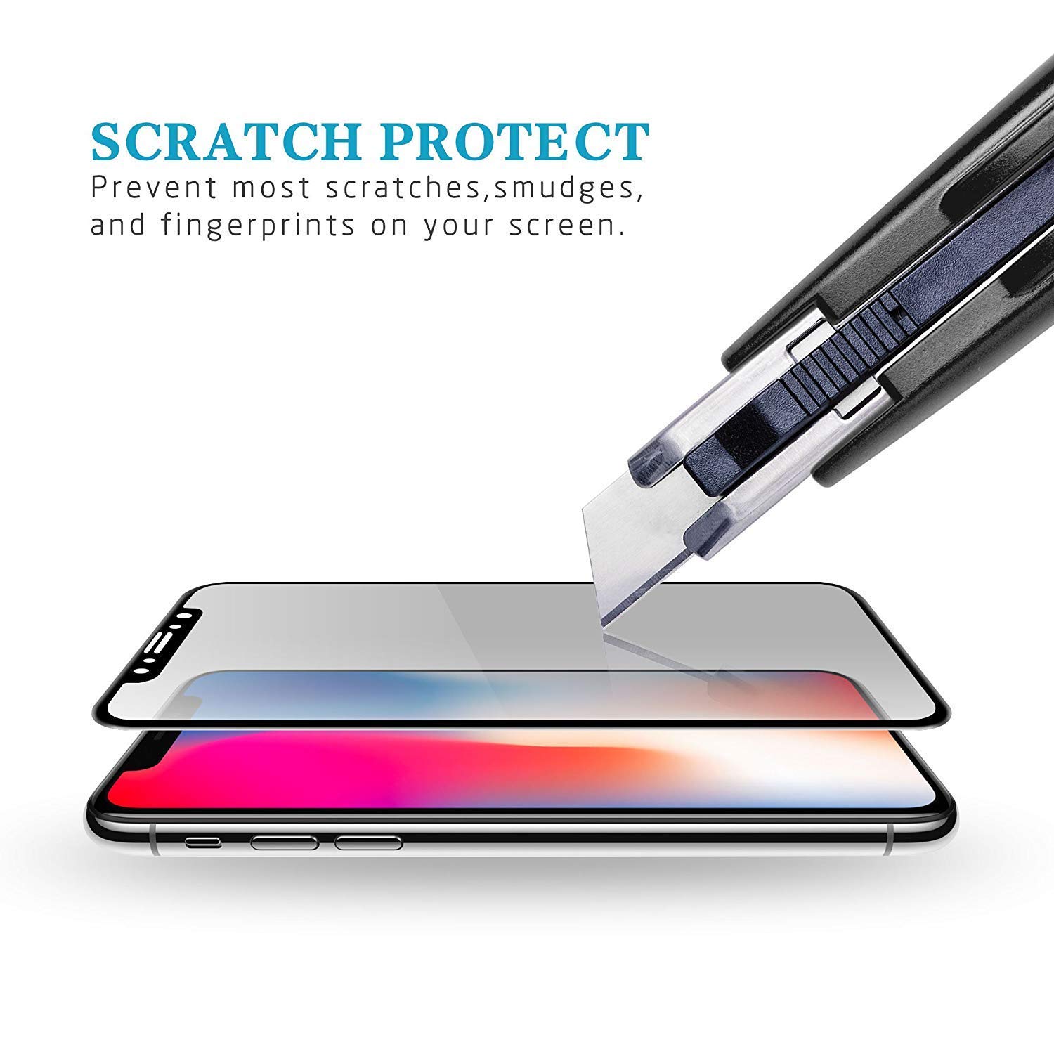 iPhone X Screen Protector,9H Crystal Clear Tempered Glass Screen Protector 3D Full Coverage Protective Film Replacement For Apple iPhone X （Black Color