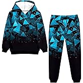 uideazone 5-14T Boys Hoodie Pant Sets Sweatsuit 3D Print Hooded Sweatshirt Sweatpant Set Kids 2 Piece Outfits Tracksuit