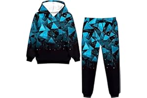 uideazone 5-14T Boys Hoodie Pant Sets Sweatsuit 3D Print Hooded Sweatshirt Sweatpant Set Kids 2 Piece Outfits Tracksuit