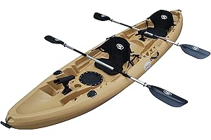 BKC Brooklyn 12.5 Tandem 12 feet 8 inch Kayak W/Padded Seats, Paddles Included 2-3 Person Angler Kayak