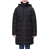 Rokka&Rolla Women's Mid-Length Water-Resistant Long Puffer Jacket Winter Coat with Soft Mini Fur Lined Hood