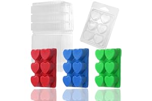 MILIVIXAY Wax Melt Containers-6 Cavity Clear Empty Plastic Wax Melt Molds-50 Packs Heart Shape Clamshells for Tarts Wax Melts.