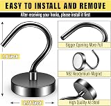 FINDMAG 3 Pack Magnetic Hooks 40 lbs Heavy Duty with Hooks for Walls view 2