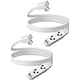 DEWENWILS 1FT Flat Plug Extension Cord – 360° Rotating Plug, 3 Outlets, 16AWG, 2 Pack Black, For Tight Spaces
