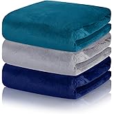 VitalCozy 3 Pack Fleece Throw Blanket Twin Size Soft Warm Plush Lightweight Fuzzy Couch & Bed Blanket Bulk for Valentine's Mother's Day Travel Camping(Dark Color,60" X 80")