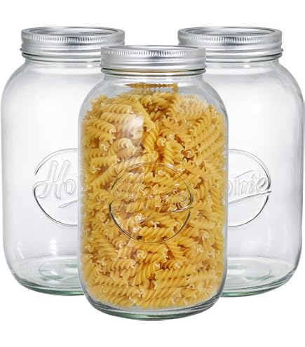 Pinnacle Mercantile Plastic Jars With Lids - 6 Pack 32oz Wide Mouth Food Storage Containers - Made In USA