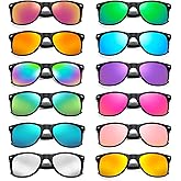 12/24 Pack Neon Color Sunglasses Classic Mirrored Lenses Glasses Men/Women Bulk Birthday Beach Pool Party Favors