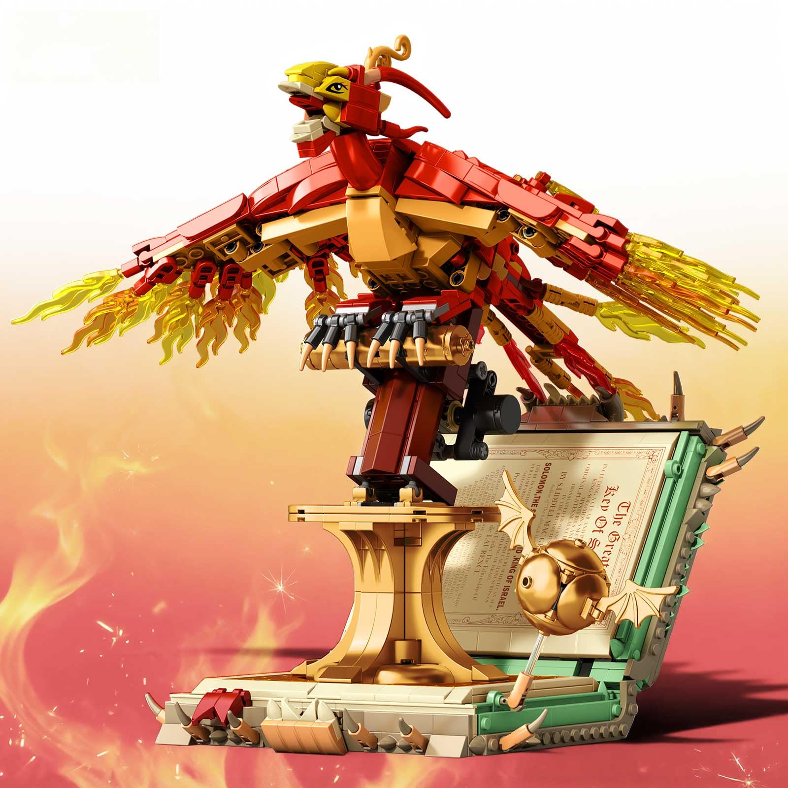 Photo 1 of 1252PCS Moc Fire Phoenix with Book Building Block Set for Adults, NO Compatible with Lego Magic Phoenix, STEM Bird Toy Collection Model Gift for Kids Boys and Girls