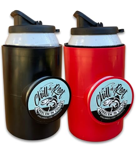 Made in USA | Fishing Can Cooler from Shark Tank | Hard Shell Drink Holder with Hand Line Reel | Fits Most Can Sleeves or Coozies