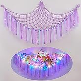 Stuffed Animal Net or Hammock with LED Light, KoHuiJoo Stuffed Toy Hammock Net Hanging Stuffed Animal Storage Organizer Holde